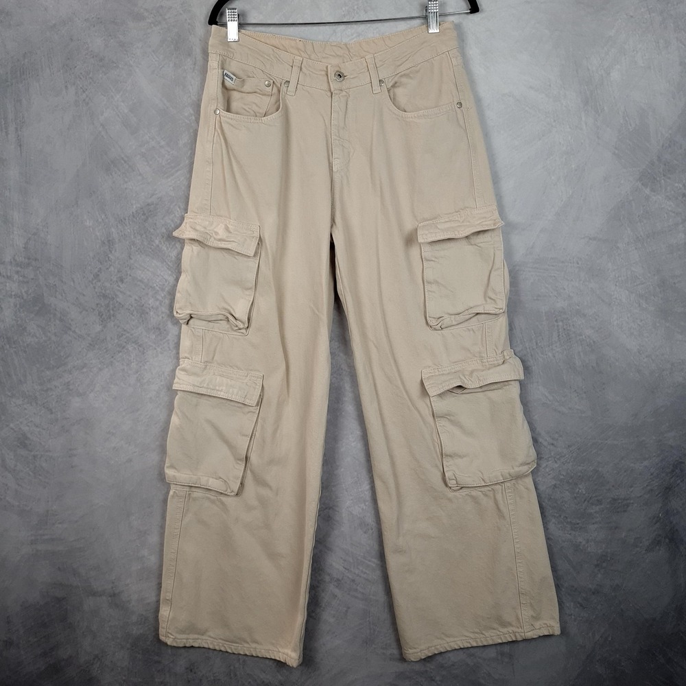 Ragged Priest Jeans Womens 28 Beige Cargo Wide Leg Utility